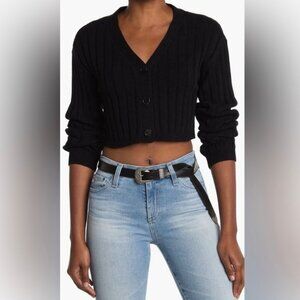 Abound Ribbed Knit Button Up Cardigan Sweater Preppy Academia Nordstrom Black XL
